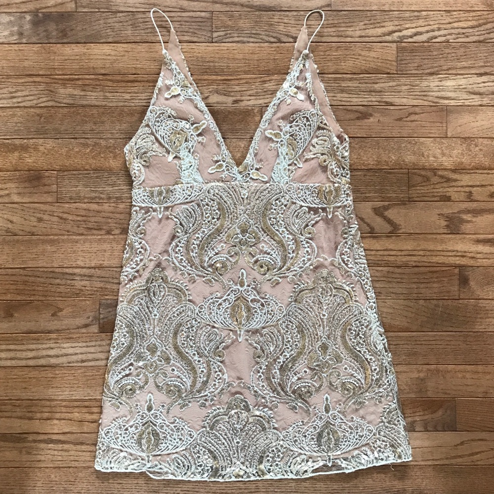 Free People Night Shimmers Dress in Blush